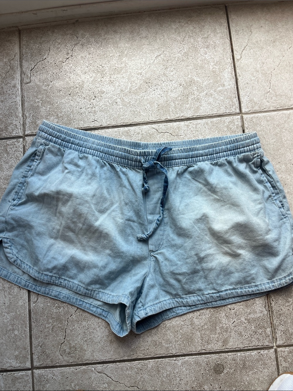 Aerie cotton denim looking drawstring shorts